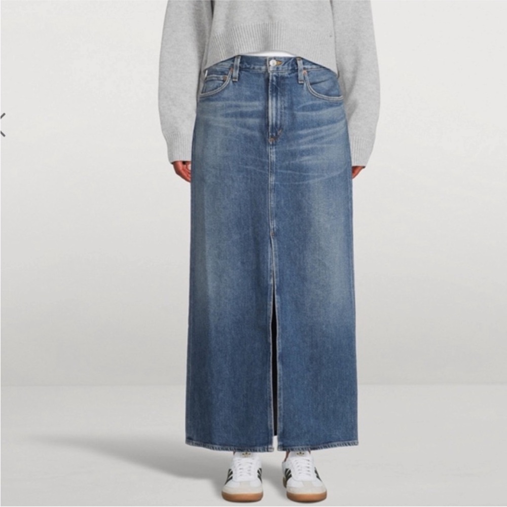Agolde Blue Denim Maxi Skirt
